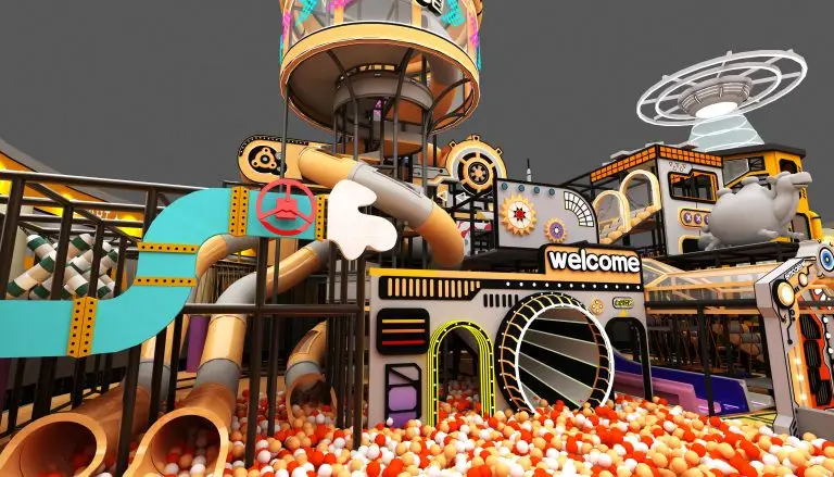 Cyberpunk Industrial Adventure: Futuristic Indoor Theme Park for Commercial Centers