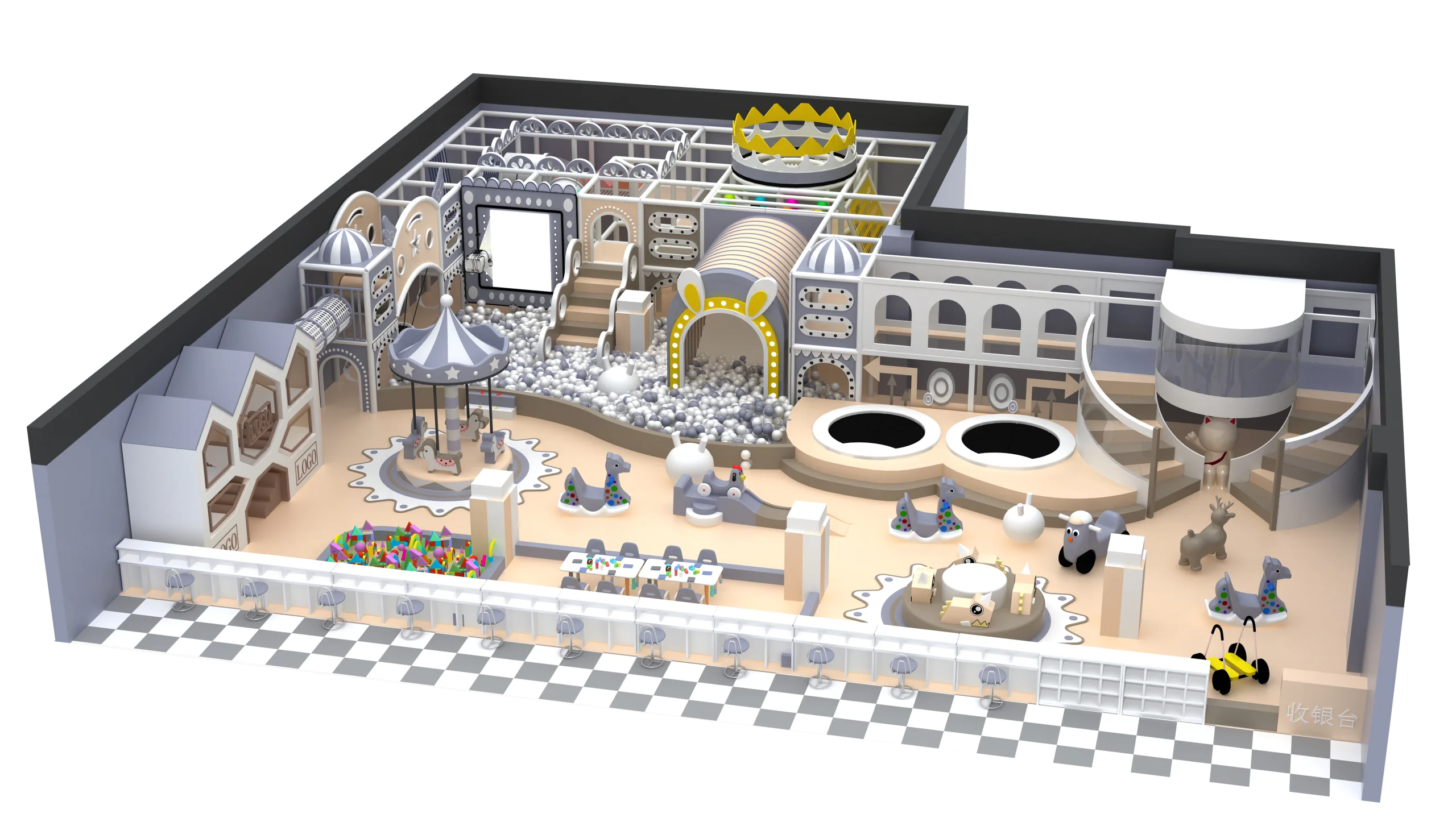 Minimalist Crown Castle: 260 Square Meter Luxury Indoor Playground Design by Ledi Amusement